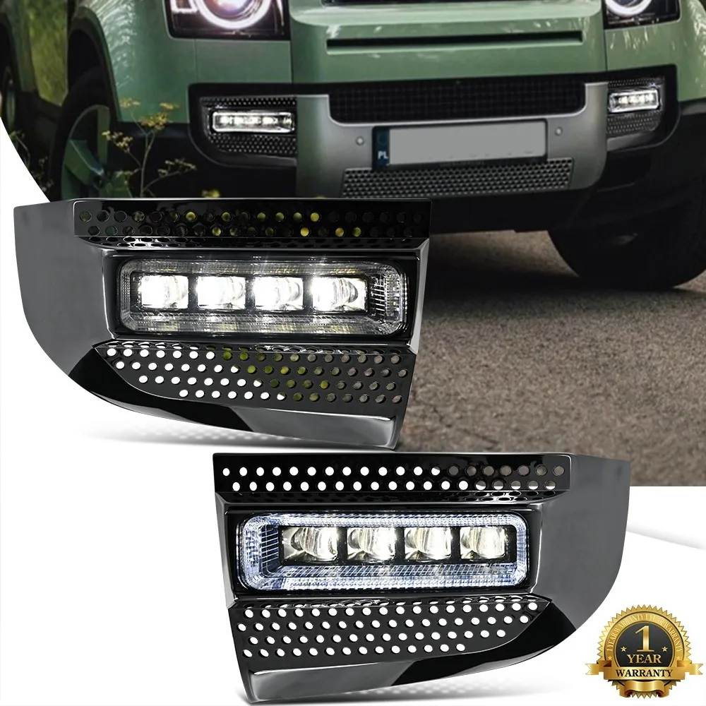 

2 шт., прозрачные светодиодные передние противотуманные фары в сборе для Land Rover Defender 110 90 130 2020-2024, аксессуары для противотуманных фар DRL