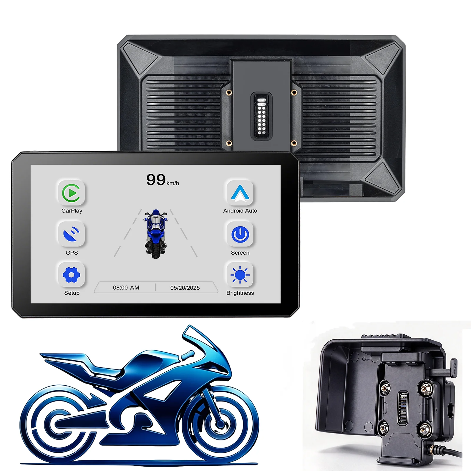 Carplay Per Motorrad with GPS Mount Navigation Holder Base Bracket for BMW 7 Inch Motorcycle Navigator Android Auto Screen