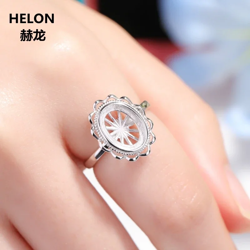 925 Sterling Silver Women Engagement Wedding Ring Women 8x11mm Oval Cabochon Semi Mount Ring Setting Wholesale