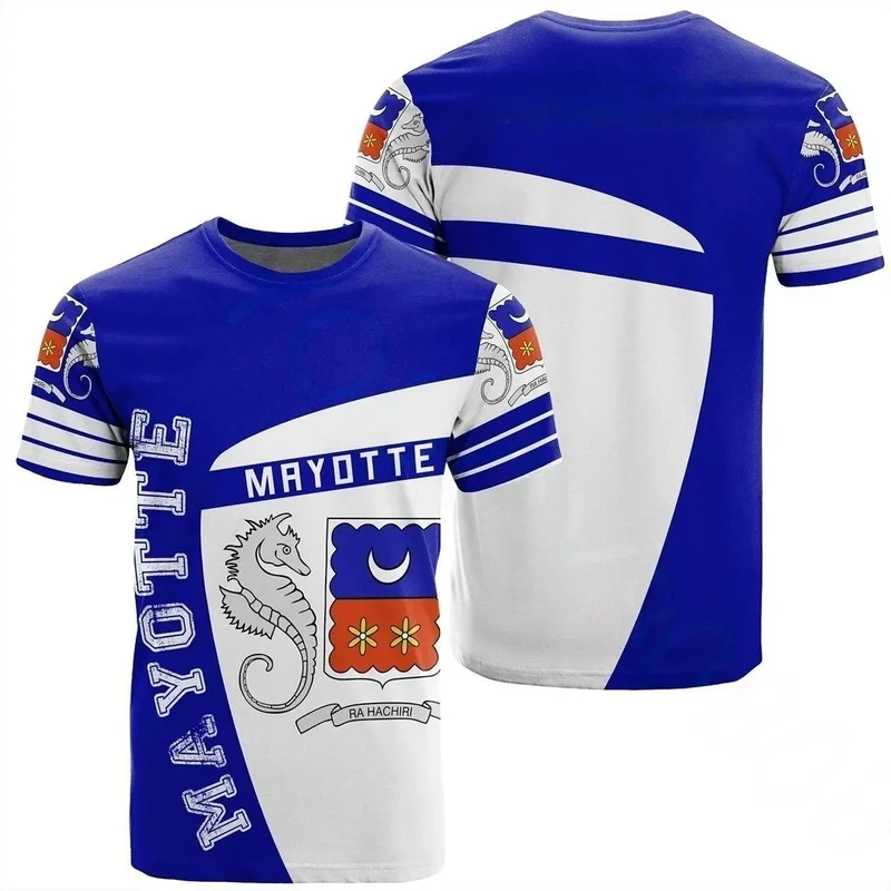 1 Piece Custom Your Picture Mayotte Coast Map Flag T Shirt For Men Clothes Africa Zone National Emblem Graphic T Shirts Rocky St
