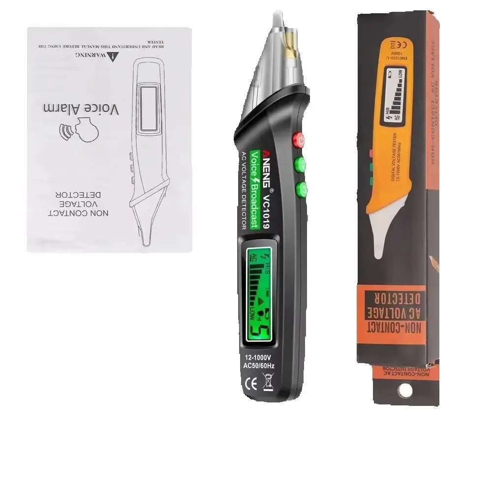 Non-Contact Voltage Tester Pen 12-1000V ANENG VC1019 Red Laser Voice Broadcast Volt Current Detector Electric Test Meter Tools