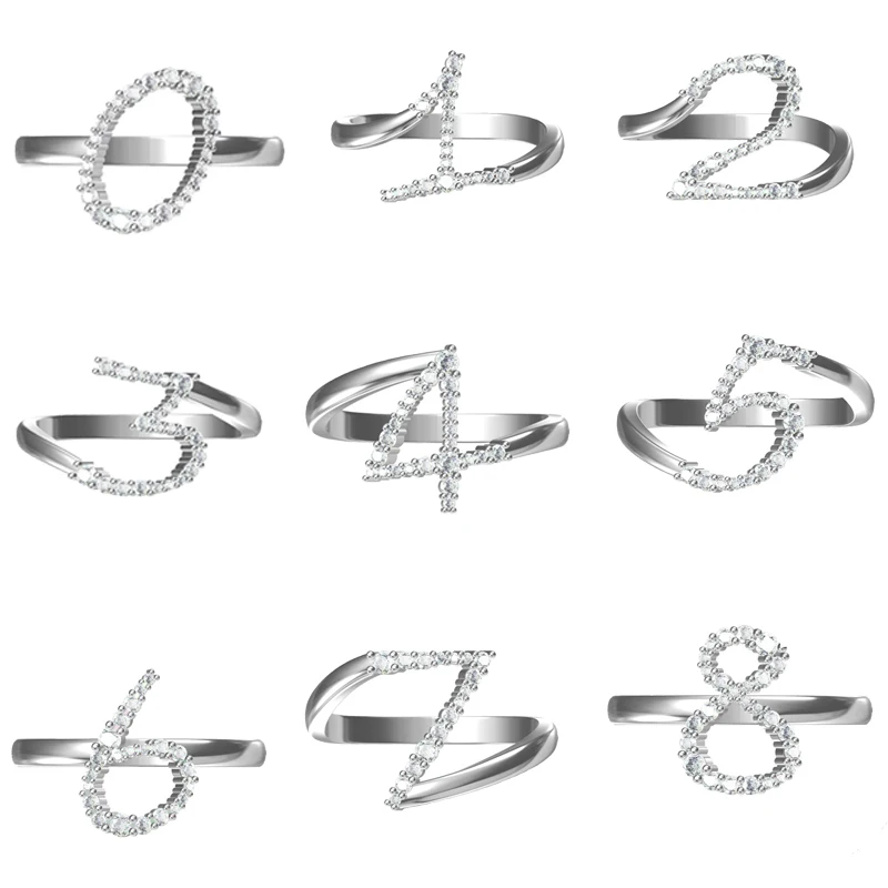 

Оригинальное кольцо из стерлингового серебра 925 пробы, модное кольцо с 1–9 цифр для подарка на день Святого Валентина, ювелирные изделия своими руками