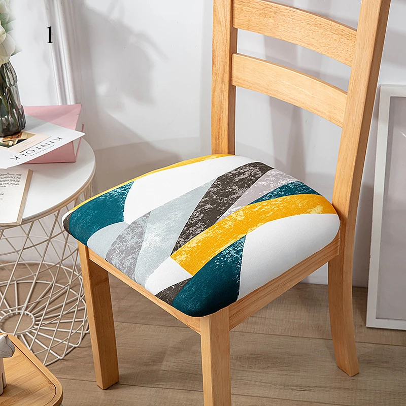 Printed elastic chair cushion cover Modern Simplicity Chair Cover Seat Cover  Hard-wearing Cushion Cover Household Items