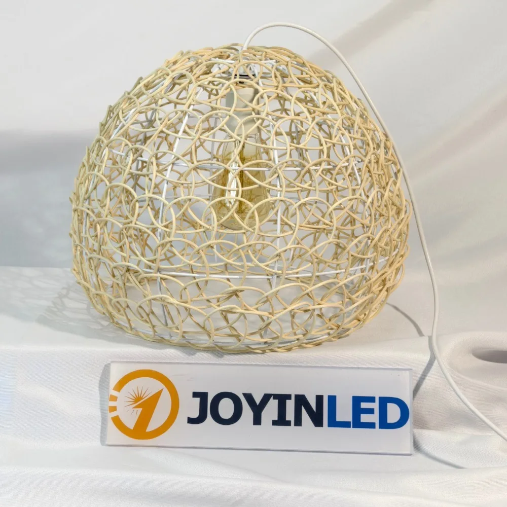 Handmade Natural Rattan Art Chandelier Round Fish Scale Weaving Lamp Creative Pastoral Retro Balcony Restaurant Lamp Kitchen