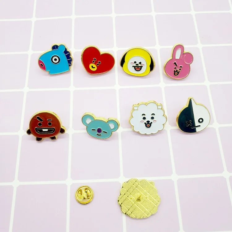 BT21 Anime Peripheral Brooch Kawaii Jewelry Badge Cute Cartoon Clothing Accessories Birthday Gift Backpack Enamel Pin Decoration