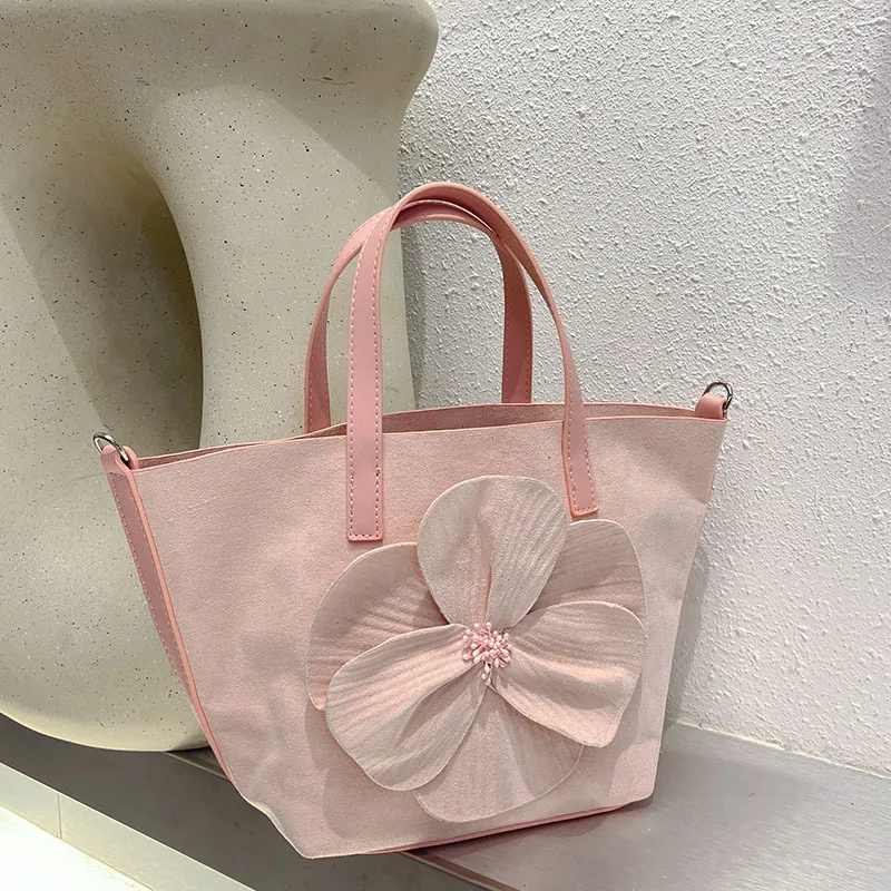 

Новая китайская сумка-ведро с чайным цветком, банкетная сумка через плечо с лепестками, простая замшевая сумка-клатч большой вместимости