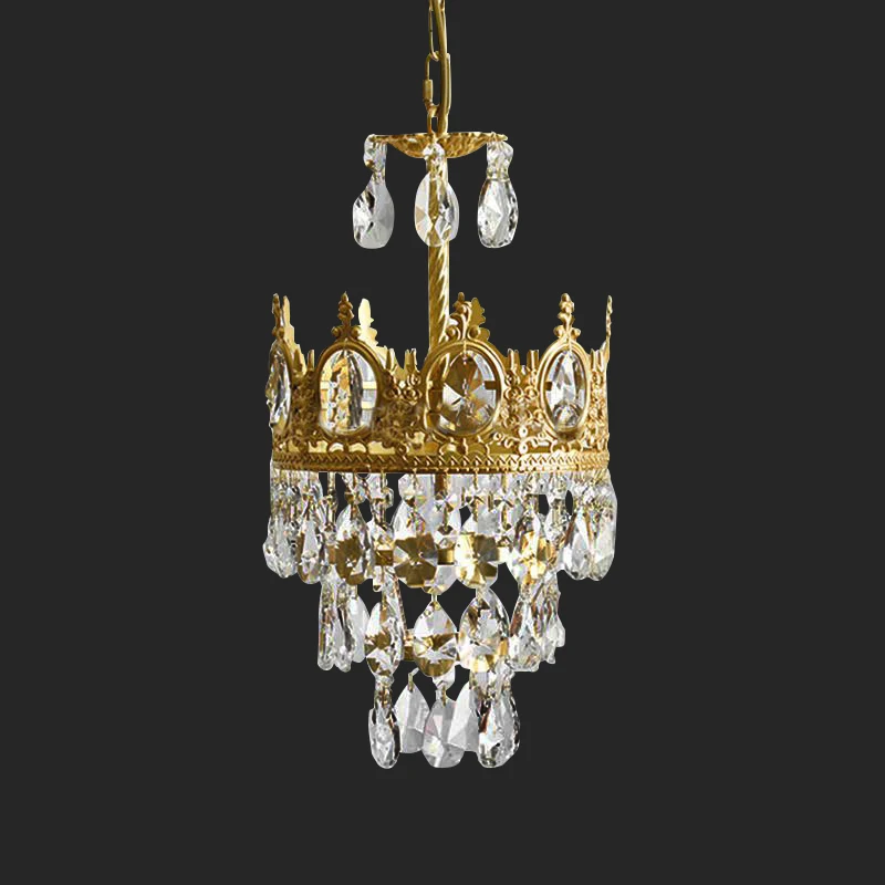 Bedroom bedside lamp cloakroom aisle balcony entry lamp retro crystal single head chandelier