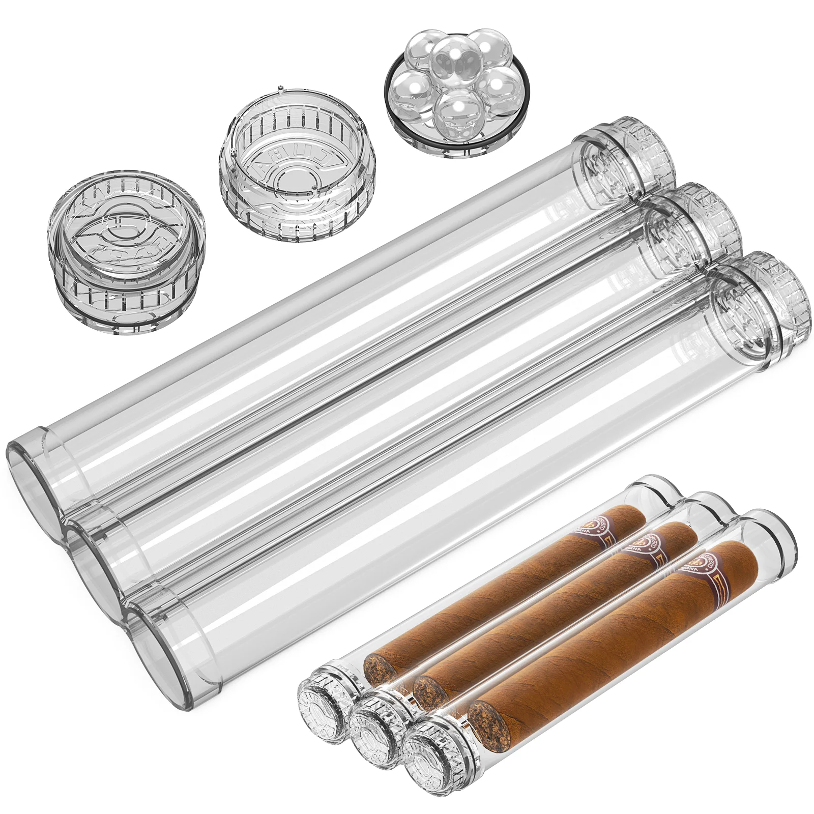 Travel Cigar Tube, Portable Cigar Case Box for 3 Cigars, With Humidifier, Airtight Seal, Cigar Gift for Men
