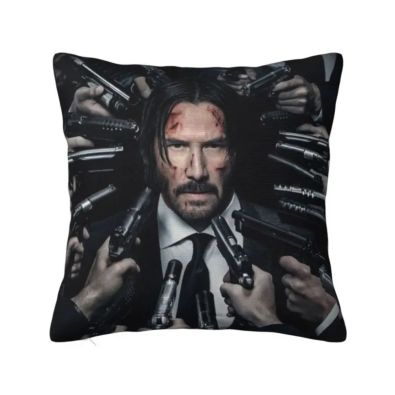 Custom John Wick Cushion Cover Polyester Keanu Reeves Movie Pillow Case for Sofa Car Square Pillowcase Living Room Decoration