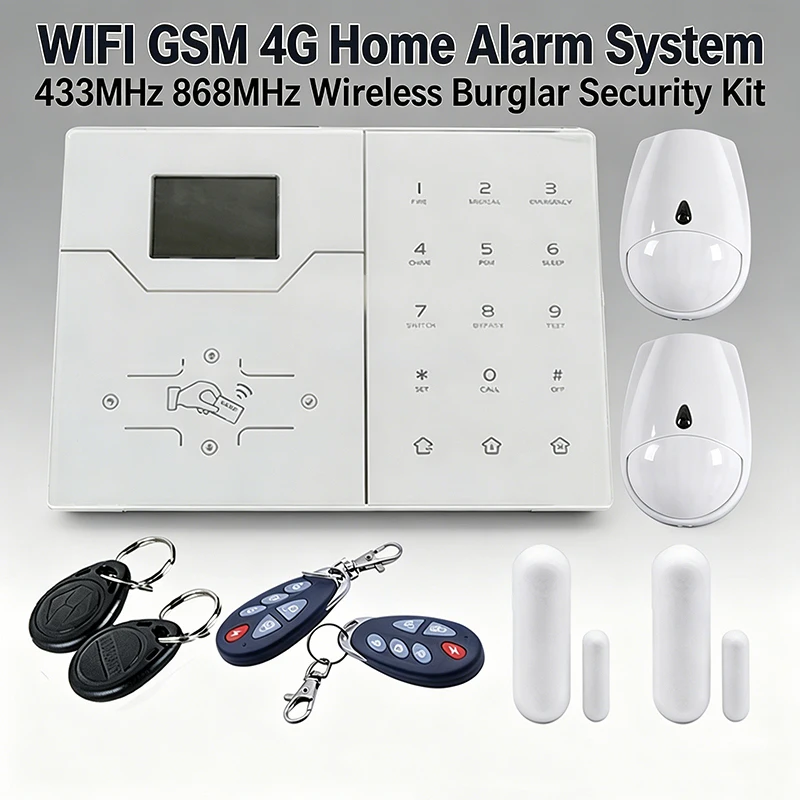 WIFI GSM 4G Home Alarm System 433MHz 868MHz Wireless Burglar Security Alarm HA-VGW DIY French English Home Security Protection