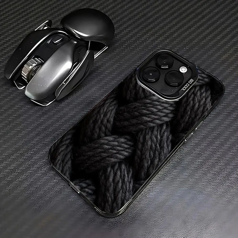 

Black hemp rope case for iPhone17 16 15 14 13 12 11 Pro/ Max/Plus shock-proof rear cover anti-fingerprint