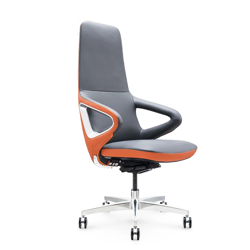 

Modern Design High End Genuine Leather Office Chair With Connected Armrest