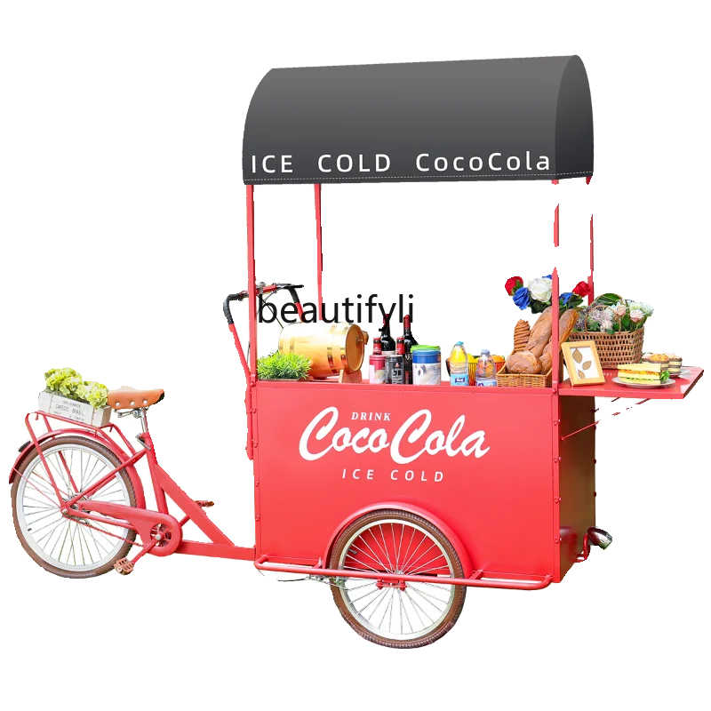 

Outdoor movable stall trolley night market mobile square display car shopping mall, snack stall car