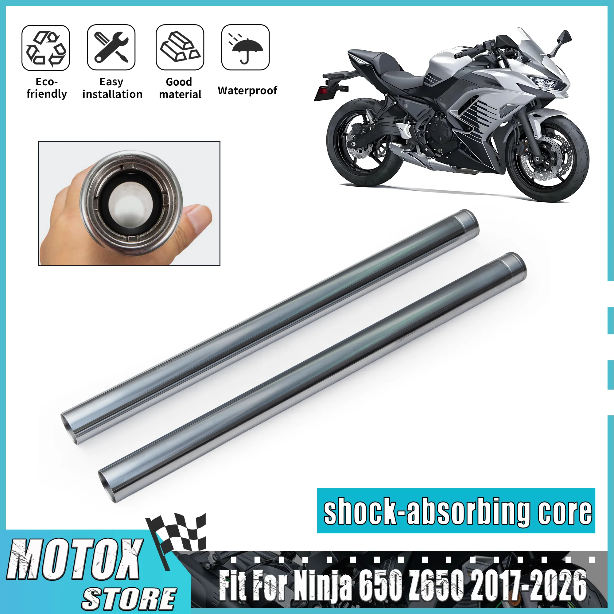 Motorcycle Front Suspension Fork Inner Tubes Set Fit For 2017 - 2026 Kawasaki EX650 Ninja 650 Z650 Ninja650 2025 2024 2023 2021