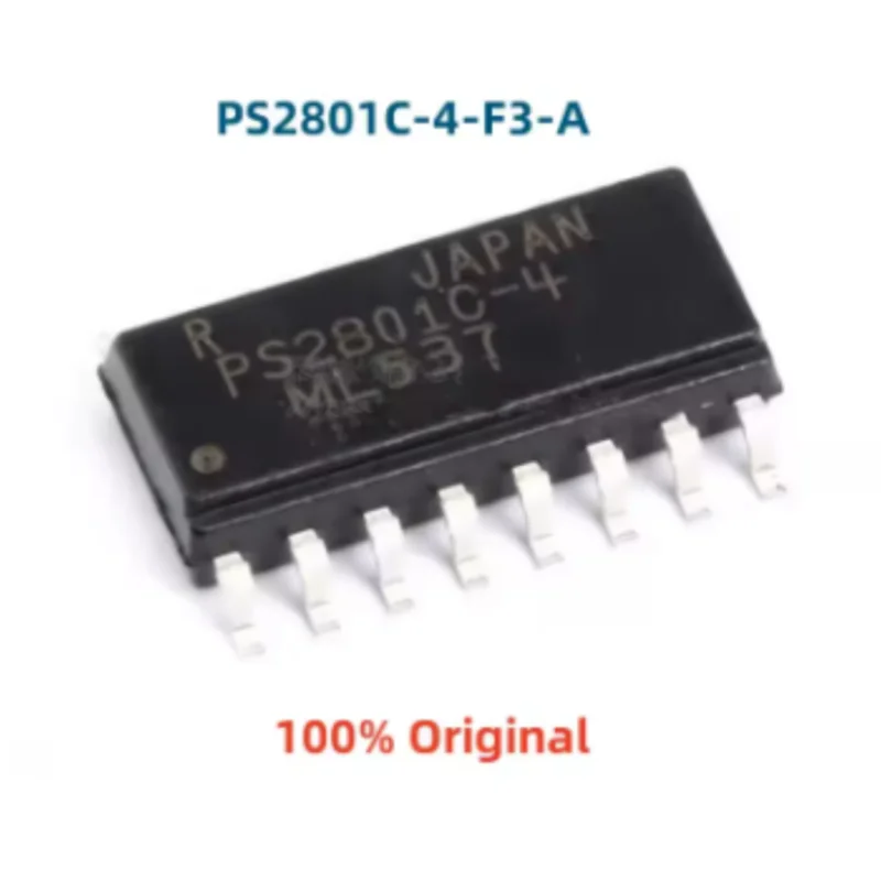 10PCS 100% Original PS2805C-4-F3-A PS2801C-4-F3-A PS2801-4-F3 SSOP-16 4 Channel Optocoupler Phototransistor Isolator IC Chip