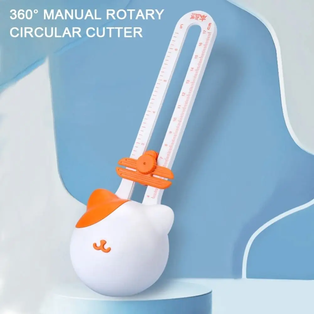 Paper Card Photo Circular Paper Cutter Cute Kitty Safe 360° Rotary Circle Cutter DIY Crafts Round Cutting Tool Laminate