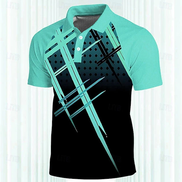 Men's 3D Print Polo Shirts Quick Dry Casual Sportswear