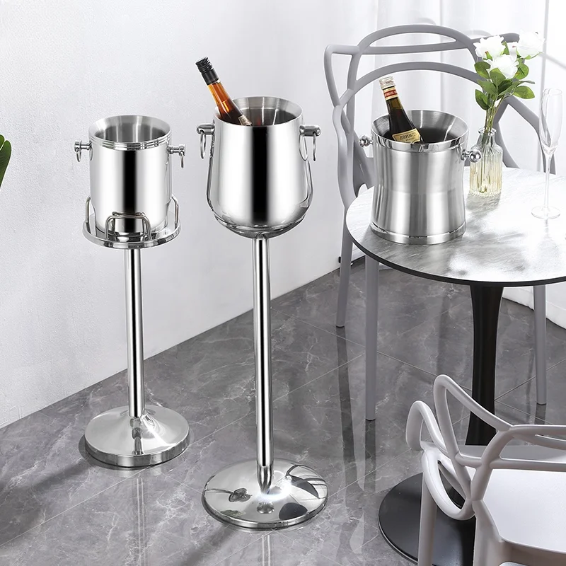 

Stainless Steel Free Standing Ice Bucket Beverage Tub On Stand Drink Beer Wine Coolers & Cellar Chiller Kitchenware Bar Ware