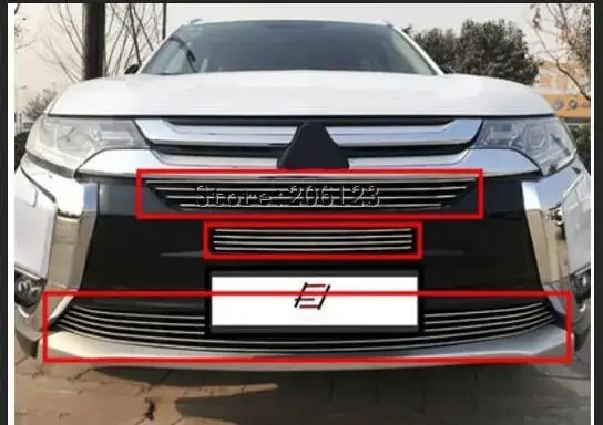 3 pcs stainless steel Front Grille Around Trim Racing Grills Trim For 2016 2017 for Mitsubishi Outlander