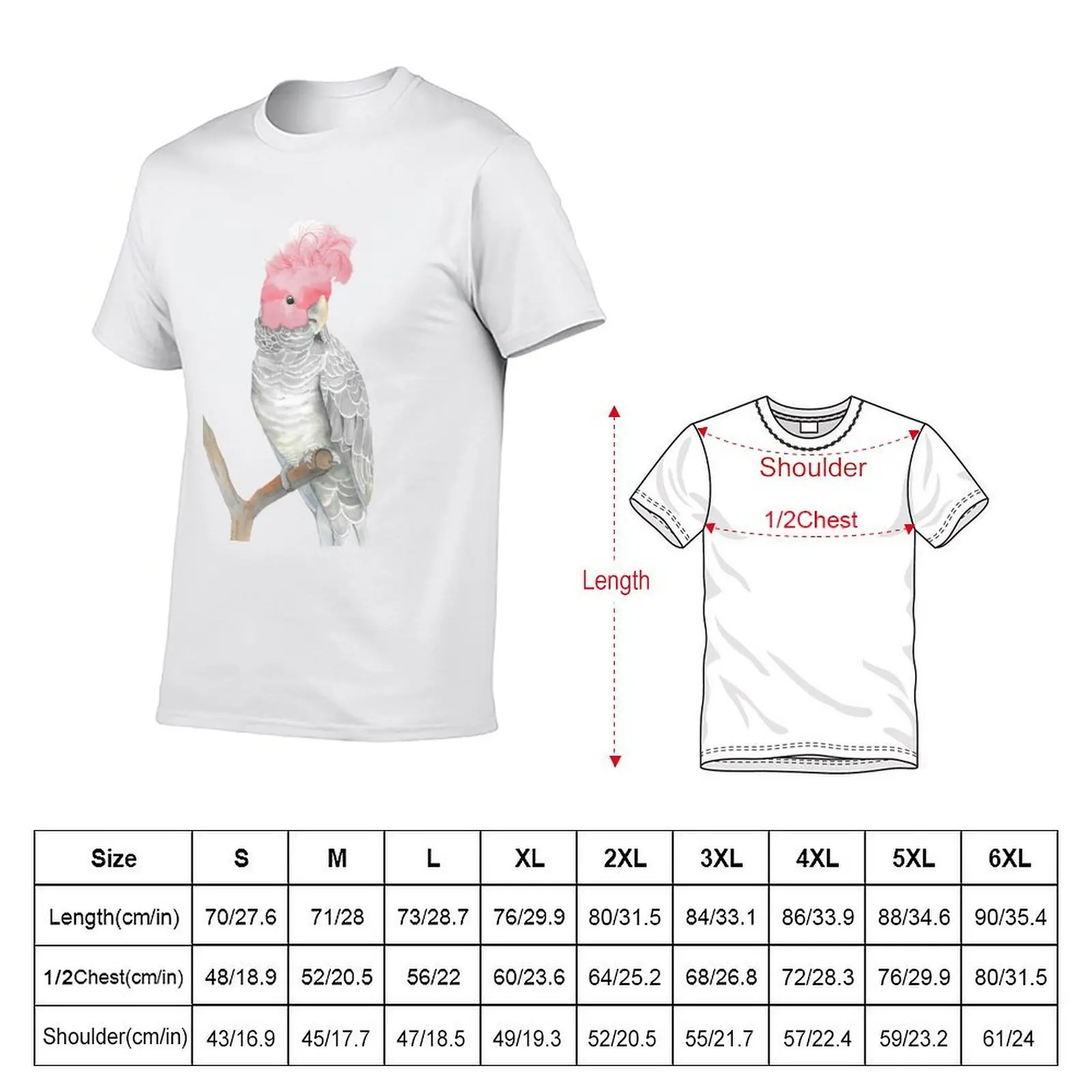 gang gang cockatoo red head cacatua watercolor T-Shirt Man t-shirt funny meme t-shirts vintage t shirt men