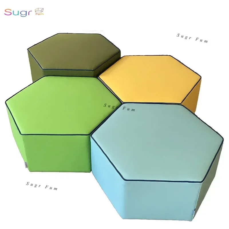 

Early education center sofa, parent rest area, educational institution, waiting stool, children's soft bag, hexagonal geometric