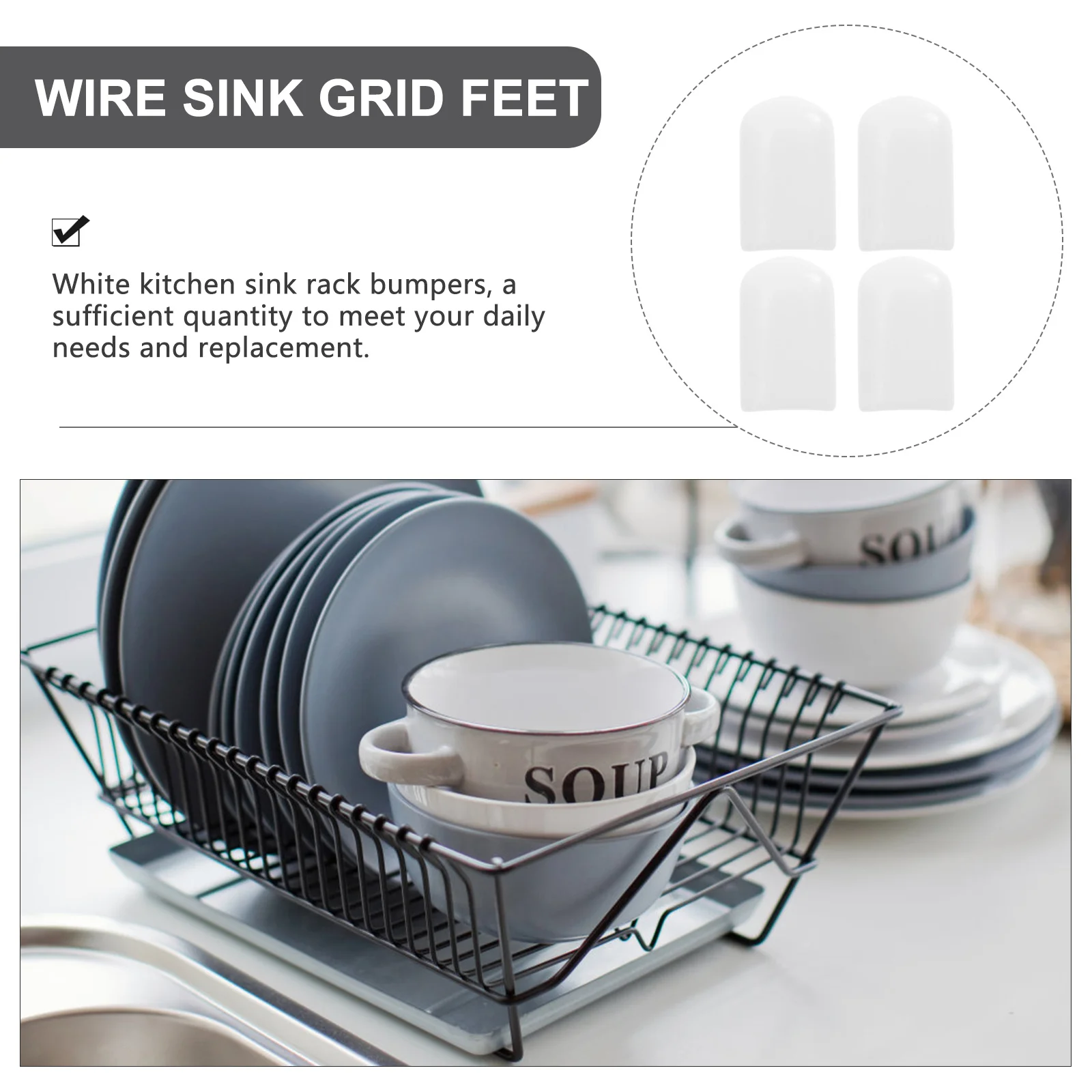 

100Pcs Reliable Sink Protectors Precision Made PVC Bumpers for Household Kitchen Rack Wire Sink Grid Feet Rubber Wire Bumpers