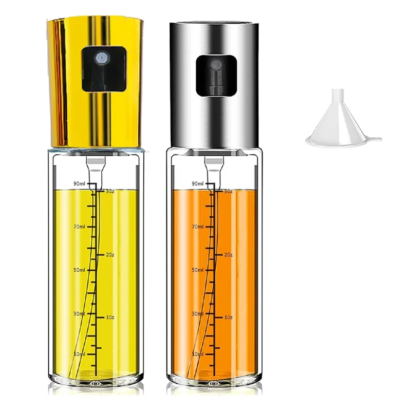 ABBO-pulverizador de aceite de cocina, botella pulverizadora de aceite de oliva con diseño graduado de marcado, botella dispensadora de aceite tipo prensa incluida, 2 uds.