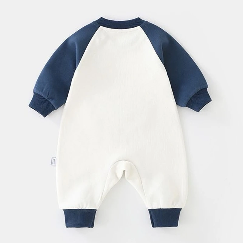 Unisex Baby One-Piece Romper Clothing  for Spring/Autumn Boys Girls Cute Embroidered Dog Logo Long Sleeved Jumpsuit for Outdoor