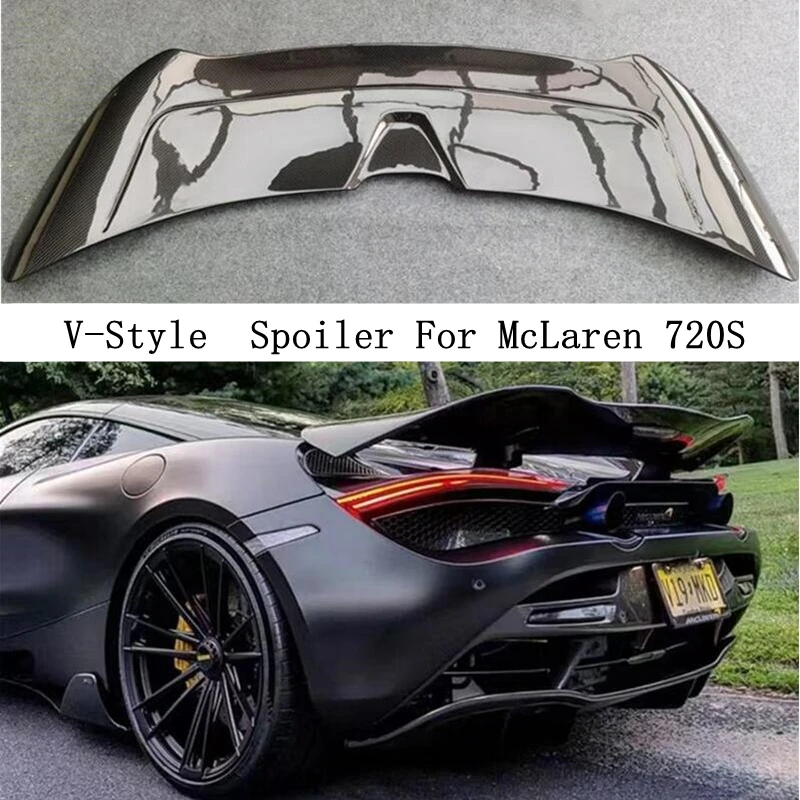 

Real Forged Carbon Fiber Rear Trunk Wing Spoiler For McLaren 720S 2017 2018 2019 2020 2021 High Quality Refits V Style Body Kit