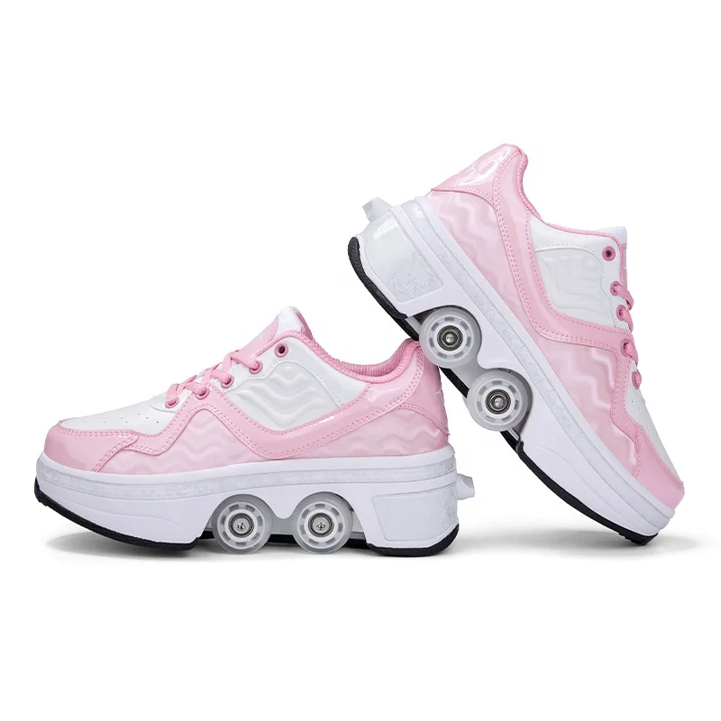 FACTORY DIRECT SALES ROLLER SKATES SHOES 4 WHEELS 2 IN 1 ROLLER SNEAKERS WOMEN RETRACTABLE DEFORMATION SHOES FOR KIDS