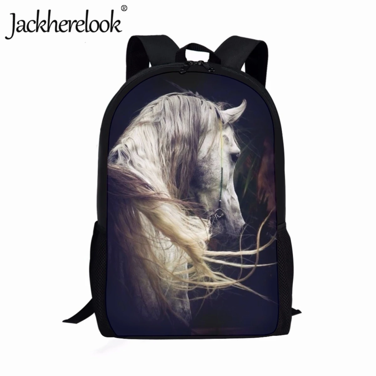 

Jackherelook Fashion Art Horse 3D Print Student Backpack Trendy Hot School Bag Boys Girls Leisure Travel Bag for Teen Knapsack