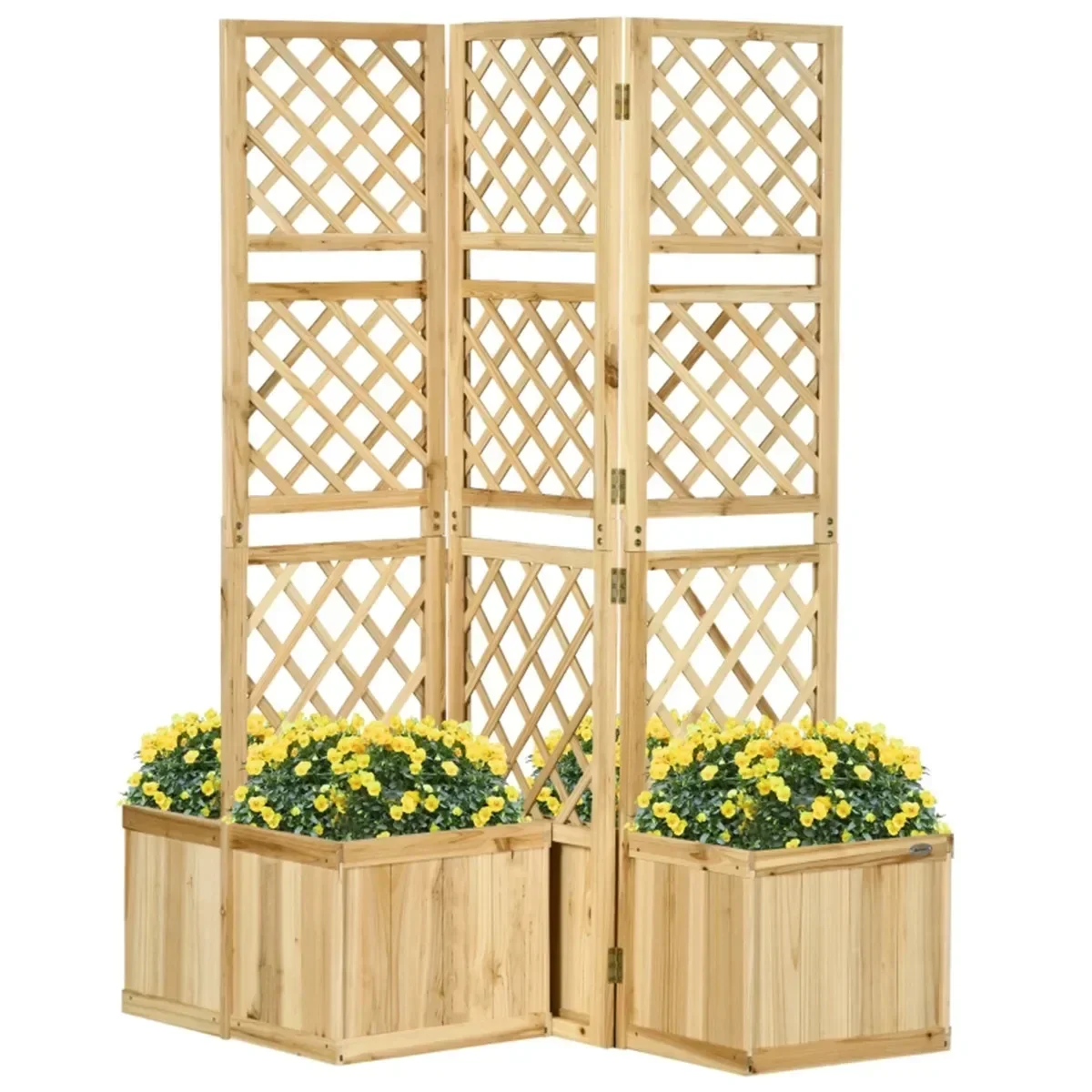 

Wooden Planter Box three panel hinged outdoor privacy screen flower rack, garden bed, suitable for flowers and green plants