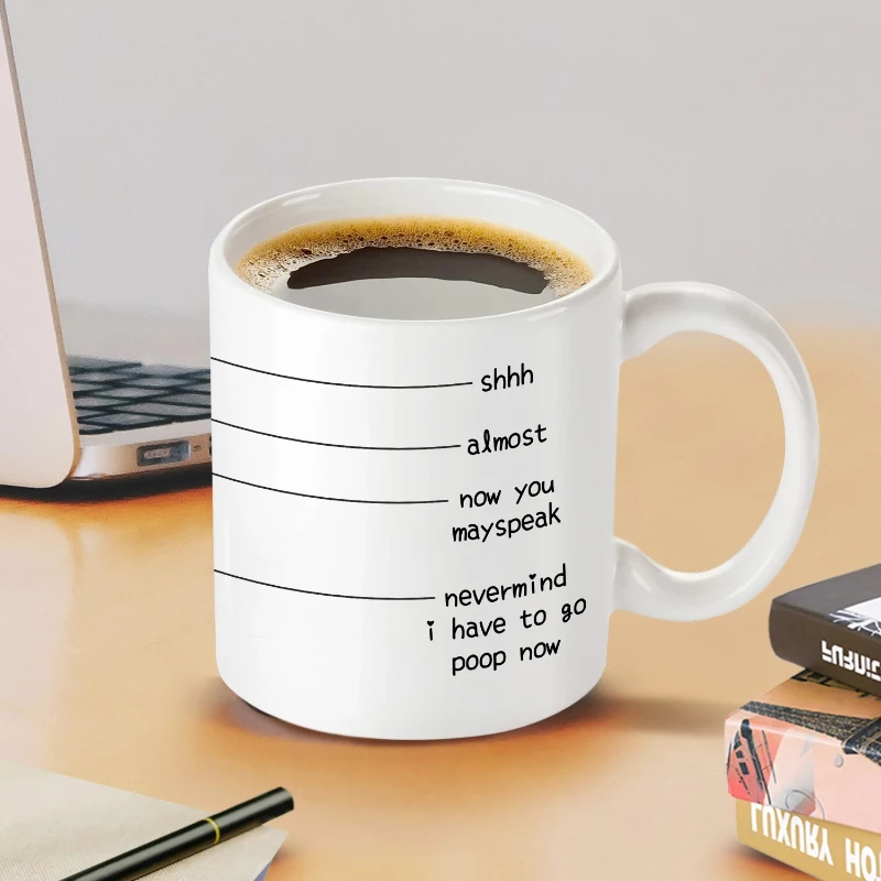 

Тсс почти сейчас, ты можешь говорить, никогда не у меня есть пойти, теперь какашек, забавная кофейная кружка, кофейная кружка с забавным цитатами для мужа