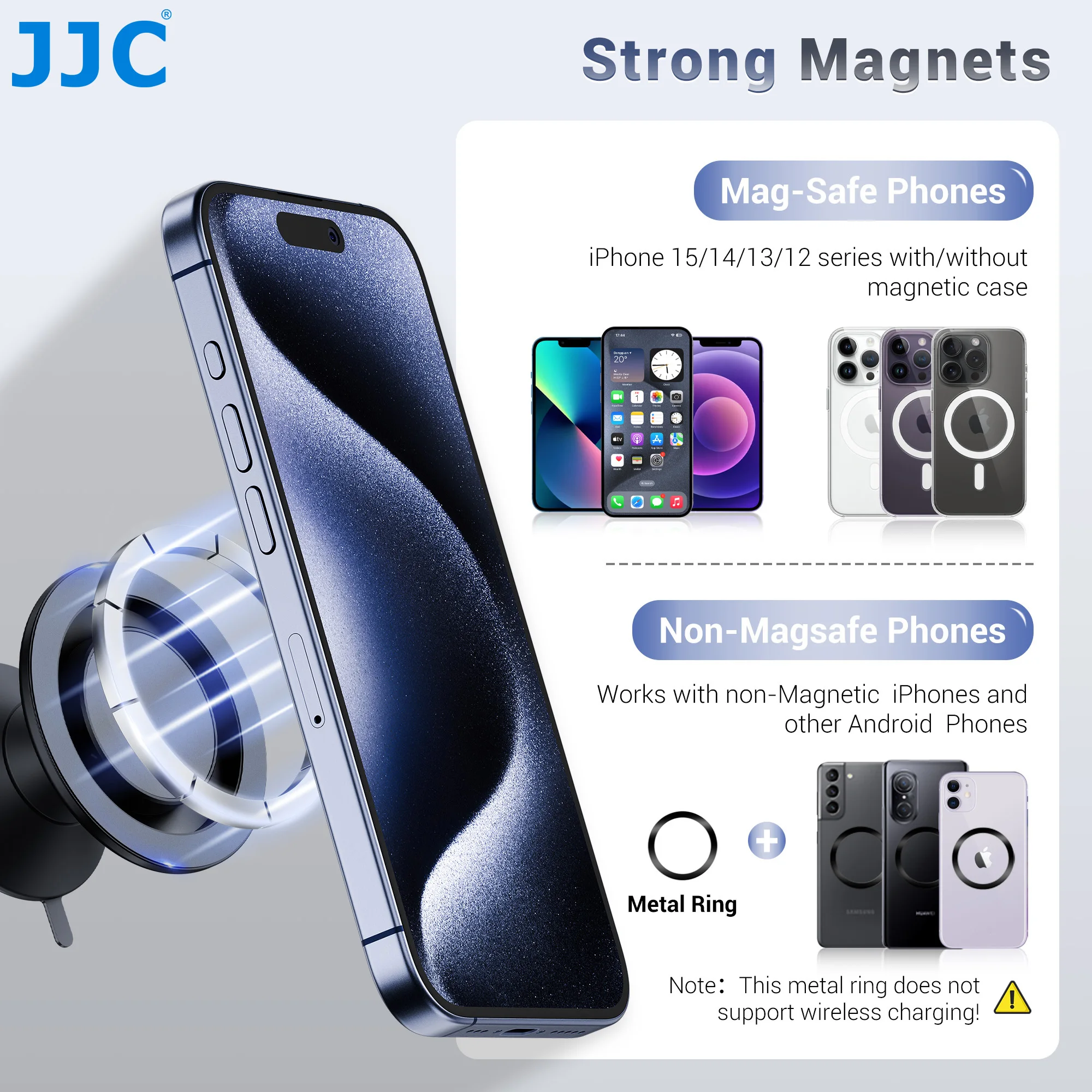 Держатель JJC Магнитный на присоске для iPhone 16 15 14 13 12 Pro Max