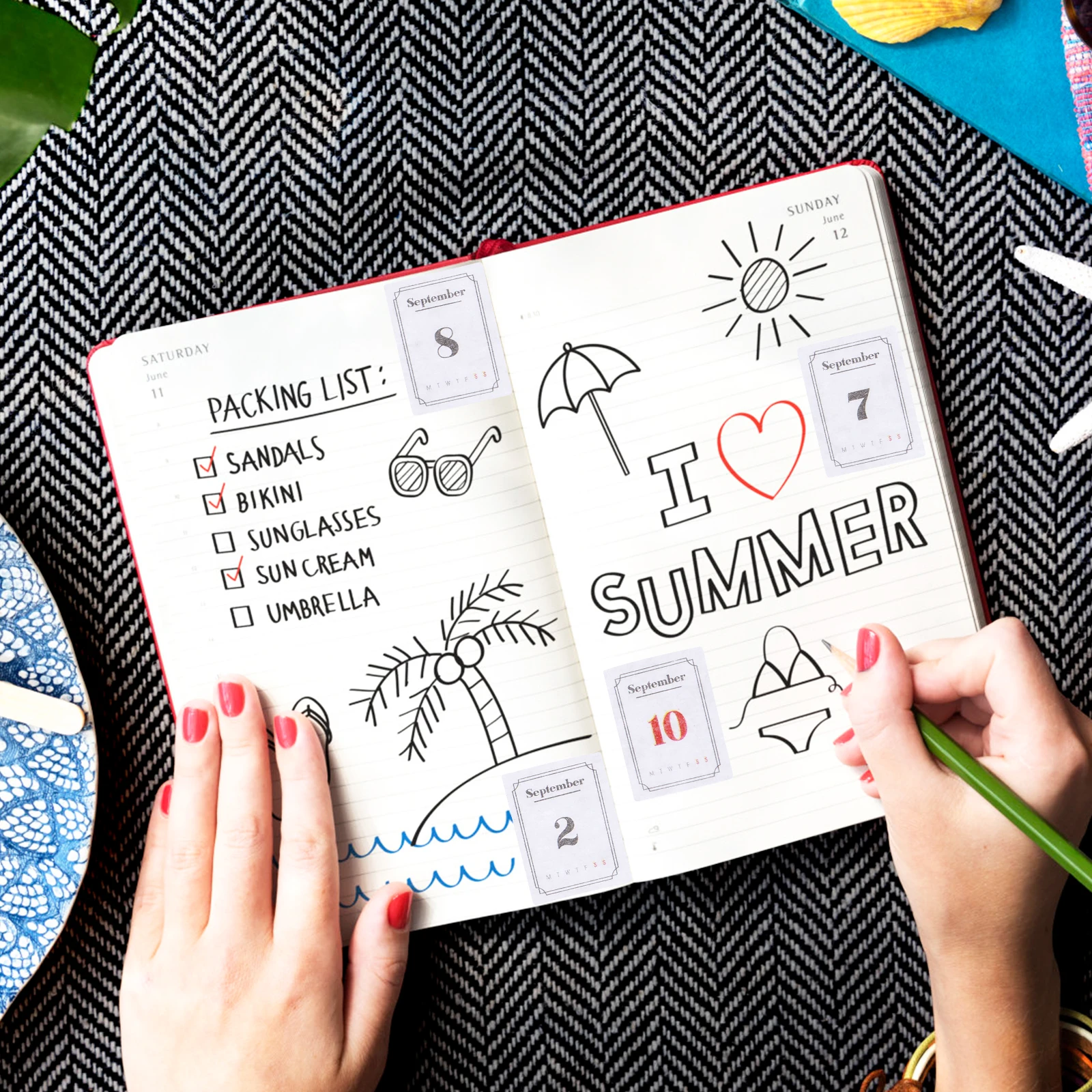 3pcs Decorative Stickers Pcs Mini Adhesive Calendar for Planner Notebook Storage Organization Decorative Stickers Daily Tabs