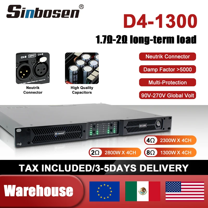 D4-1300 4 قناة 1300 واط المهنية مكبر كهربائي الصوت مكبر للصوت دي سونيدو المهنية الرقمية لمكبر الصوت كامل المدى
