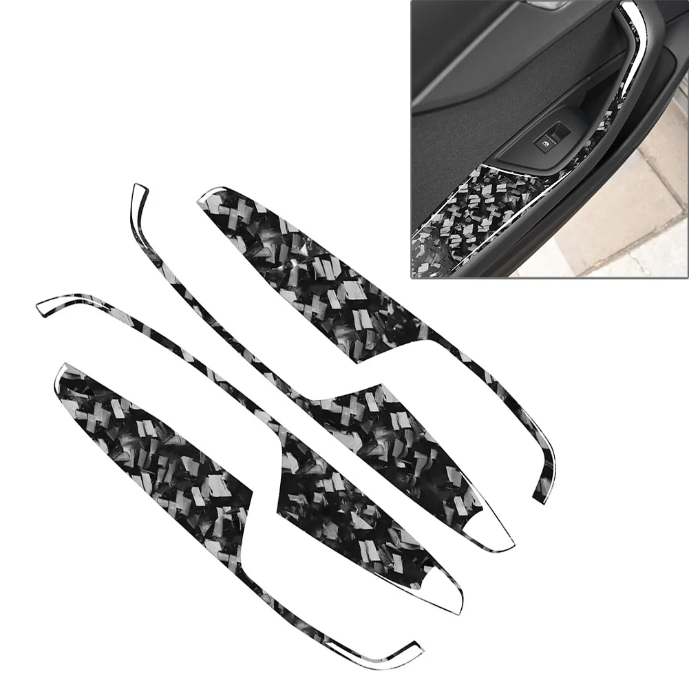 4Pcs/Set Forged Pattern Inner Door Armrest Panel Cover Trim For Audi Audi A4 A5 S4 S5 RS4 RS5 2017-2024 Car Accessory