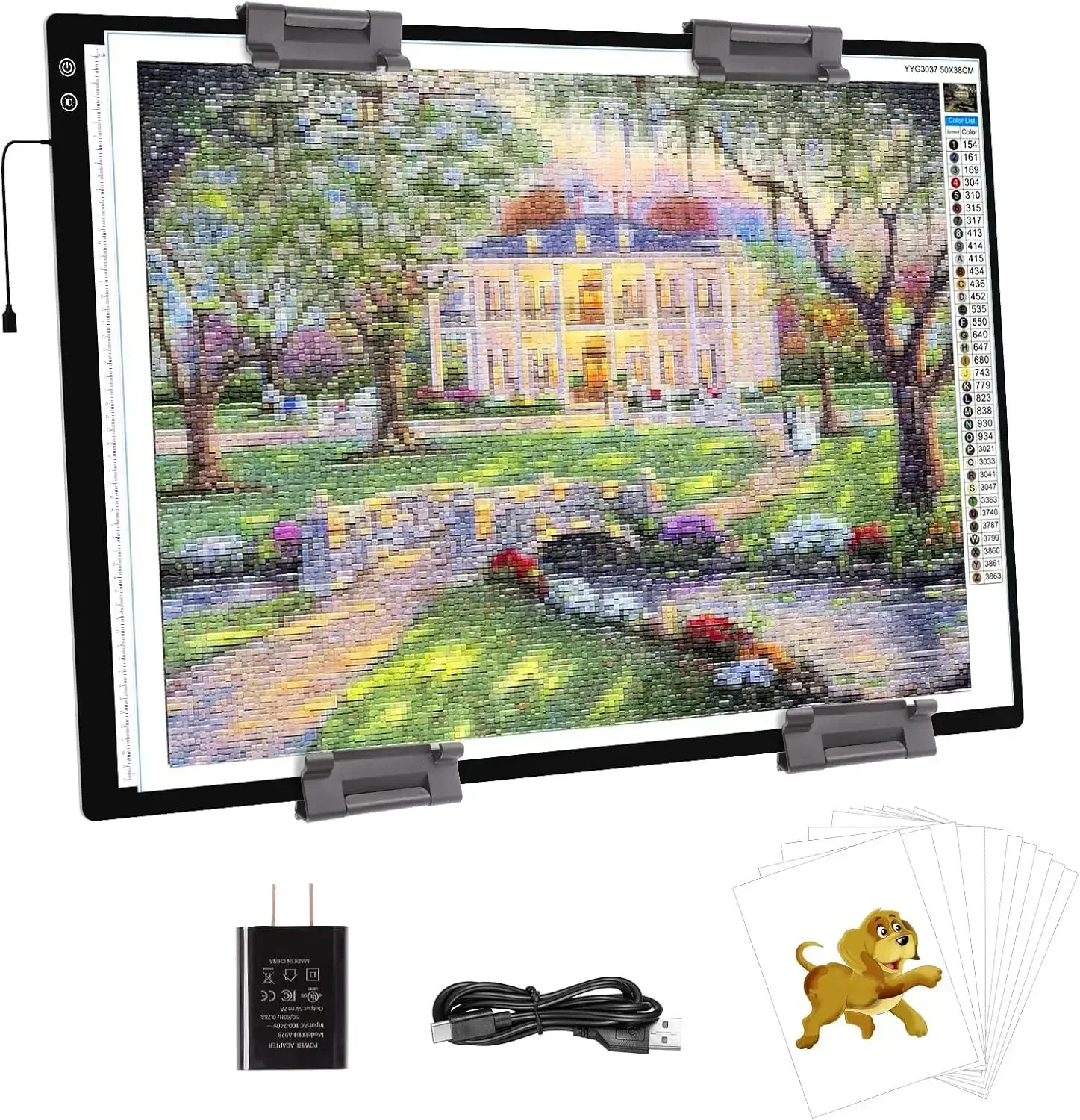 

A1 Large Light Pad for Diamond Painting,LED Tracing Light Box with 3 Color Modes and Adjustable Brightness,Battery Powered