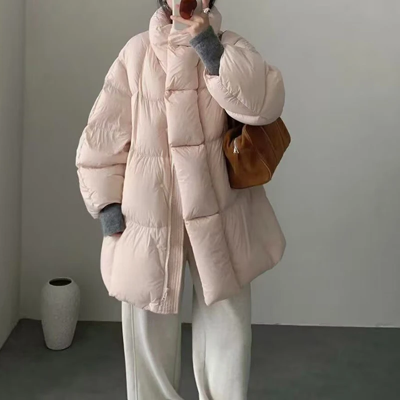 

ITOOLIN Свободная и повседневная пушистая куртка трапециевидной формы средней длины, удобная и плотная зимняя одежда, мягкая и пушистая хлопковая куртка