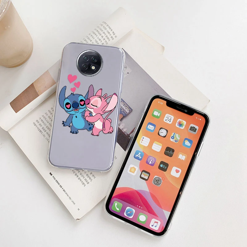 For Redmi Note 9T Back Cover Luxury Transparent Phone Case Lilo & Stitch Lover Cartoon Fundas For Redmi Note9T 9 T Shell Bags