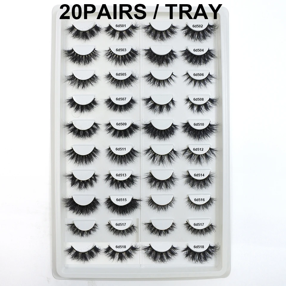 20 Pairs in one tray Mink Lashes Wholesale Natural Lashes Fluffy 3d Mink Eyelashes Makeup Bulk