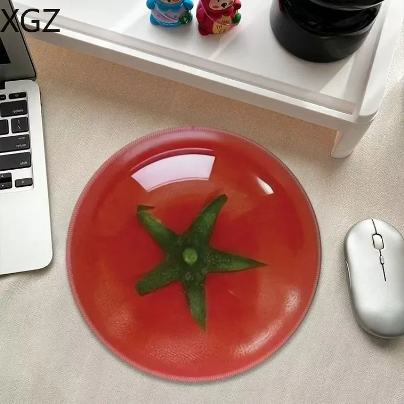 Small Round Fruit Print Mouse Pad Personality Fruit Pattern Office Computer Desk Mat Game Non-Slip Mousepad Coaster Accessories