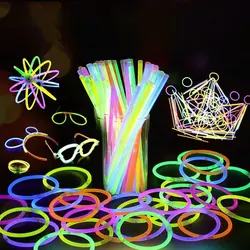 100pcs Party Sticks Glow Sticks Party Supplies Glow in The Dark Kit Glow Party Pack 8 inch for Home Party For Kids Toys