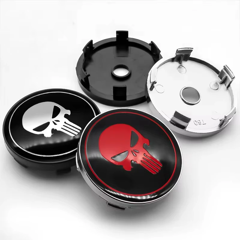 4PCS 56MM 60MM Skull Emblem Wheel Center Hub Cap Car Rims Dust-proof Cover Hubcaps Sticker Auto Styling Accessories