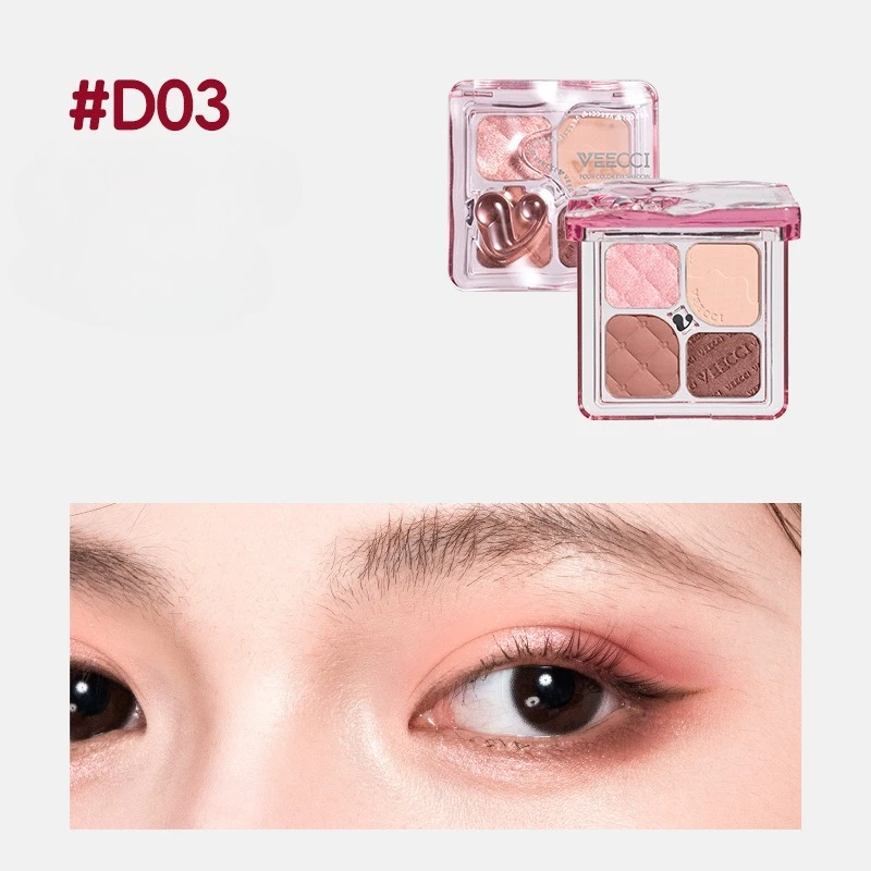 VEECCI Cosmetics Classic Eye Shadow Quad Eyeshadow Palette for Hands Eyes Earthy Matte Long-lasting Makeup