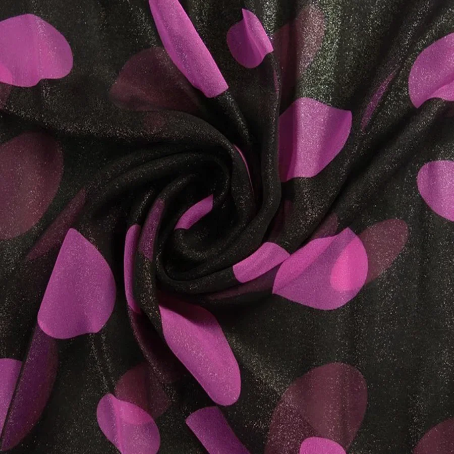Big Dot 100% Silk Bronzing Chiffon Fabric Soft Bling Dress Scarf Material