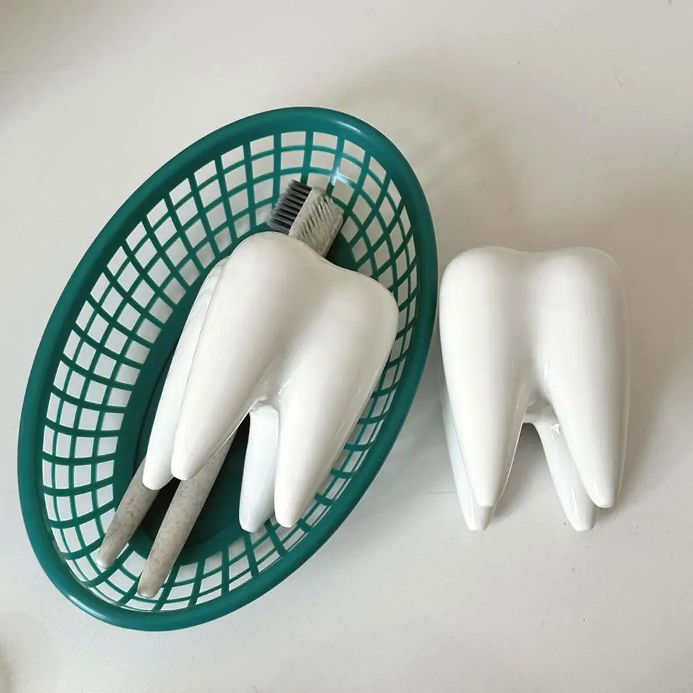 Imagem -06 - Engraçado Dente Forma Cerâmica Pen Holder Bonito Lápis Titular Branco Mesa Acessórios Secretária de Odontologia Dentista M2b3