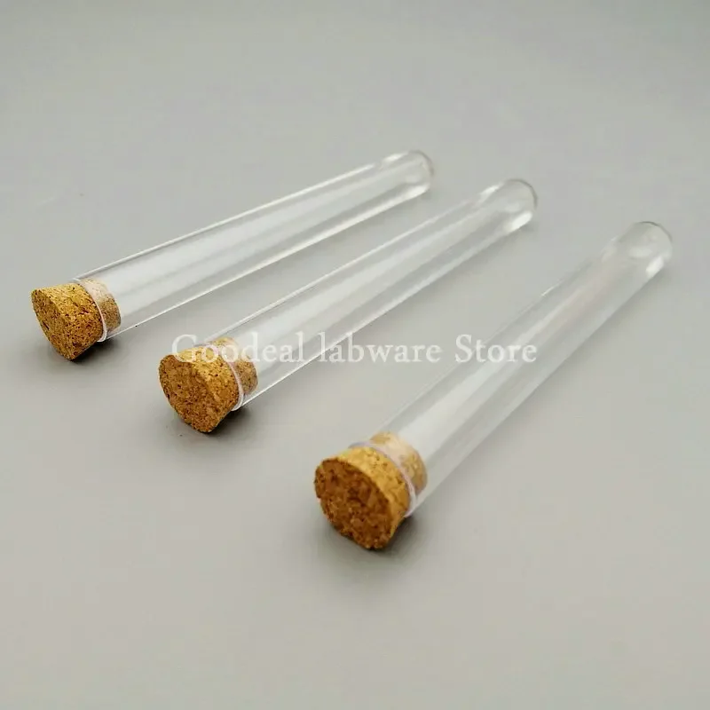 100pcs 12x100mm Transparent Plastic Round Bottom Test Tubes With Corks ,Party Candy Bottle Bath salt vials Wedding gift tube