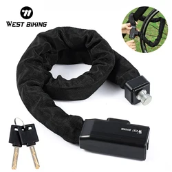 WEST BIKING Bicycle Chain Lock Anti-theft Alloy Steel MTB Road Bike Lock With 2 Keys Safety Motorcycle Electric Bike Accessories