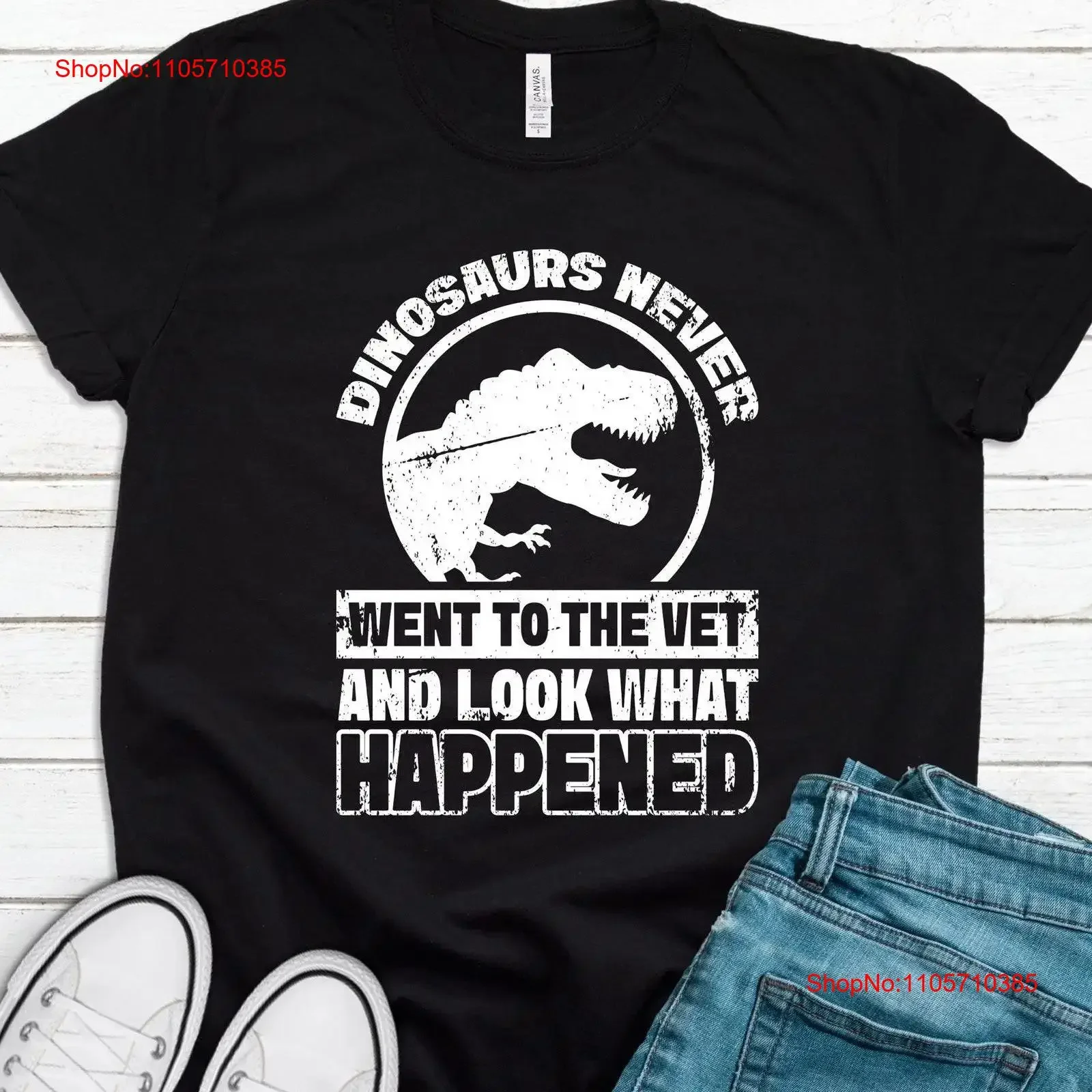 Funny Veterinary T Shirt Veterinarian AssistanT Vet Dinosaur Never Went To T1855 vintage Washed Versatile Slightly streetwear